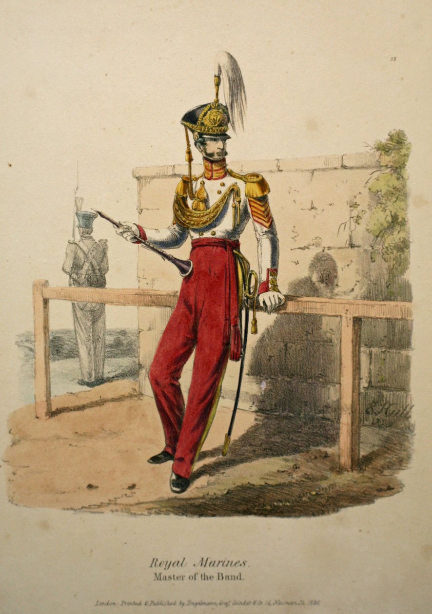 Royal Marines Master of the Band, ca. 1830 (håndfarget lito) av after Edward Hull