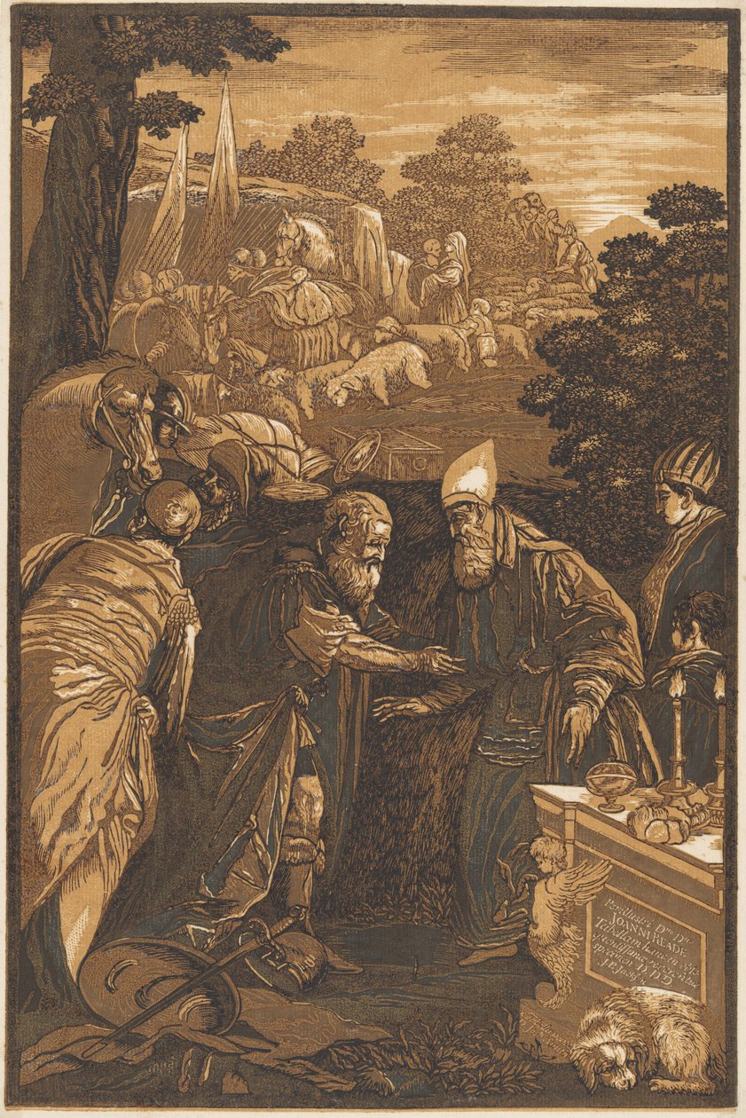 Melkisedek velsigner Abraham av after Francesco Bassano II John Baptist Jackson