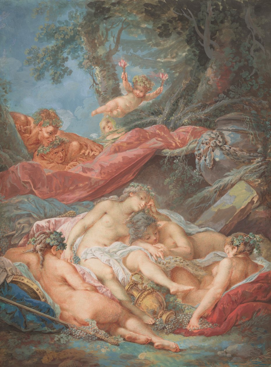 Sovende Bacchantes av after François Boucher Jacques Charlier