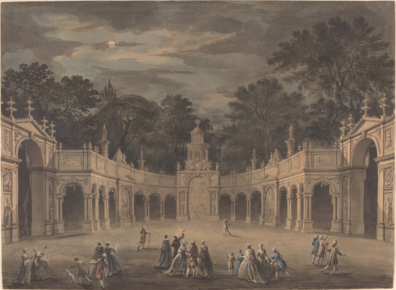 Et design for belysning for å feire fødselsdagen til kong George III av after Giovanni Battista Cipriani Robert Adam