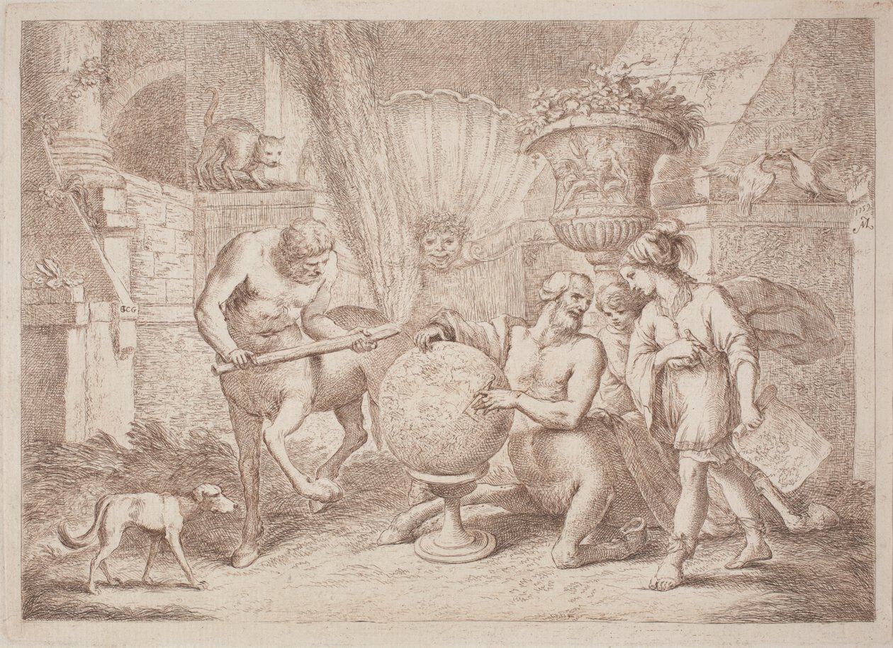 Chiron lærer geografi til Achilles av after Giovanni Benedetto Castiglione Gaetano Zompini
