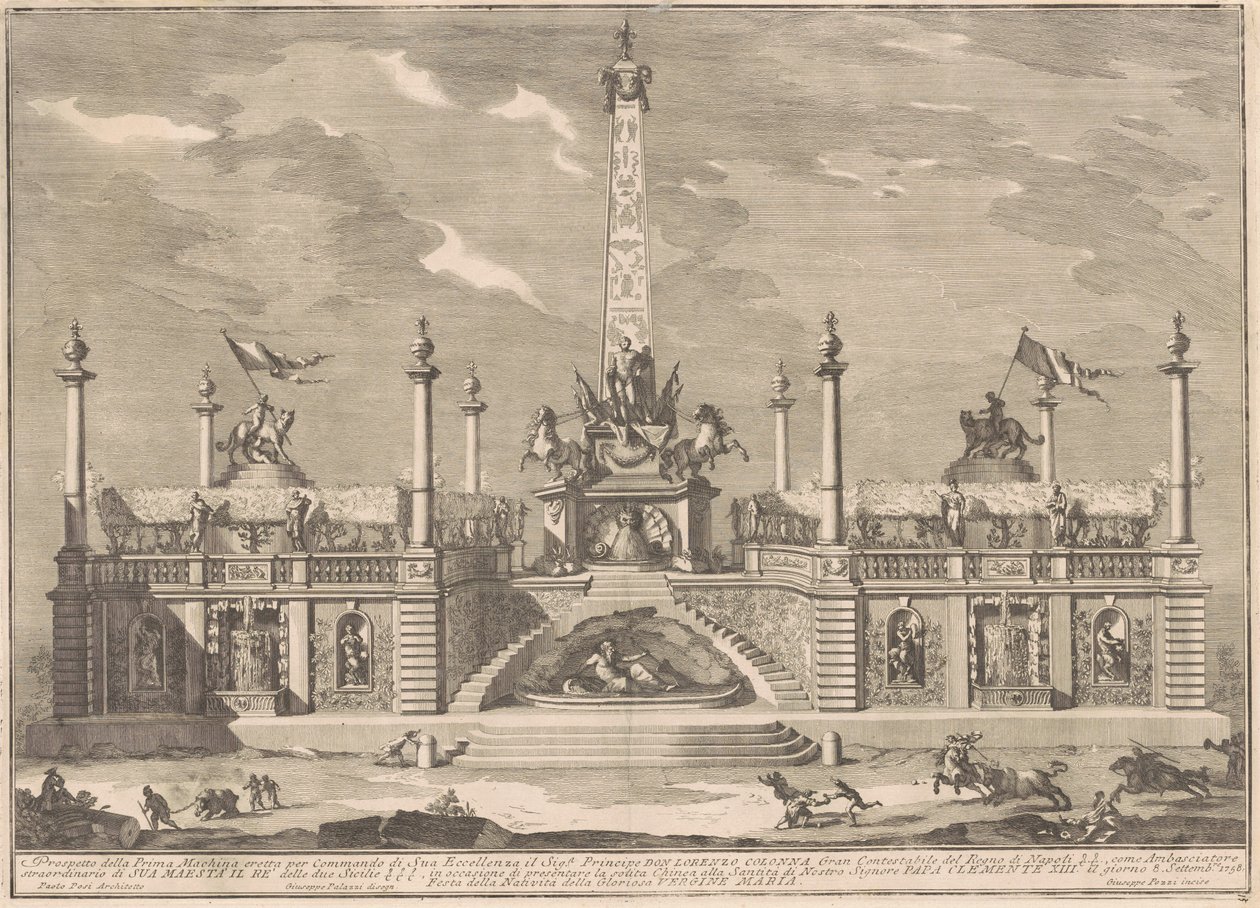 Prima Macchina for Chinea av 1758: En "Deliziosa" med hengende hager av after Giuseppe Palazzi Giuseppe Pozzi after Paolo Posi