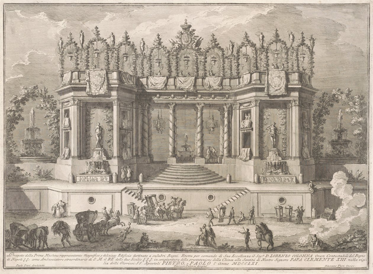 Prima Macchina for Chinea av 1761: The Salubrious Baths av after Giuseppe Palazzi Giuseppe Vasi after Paolo Posi