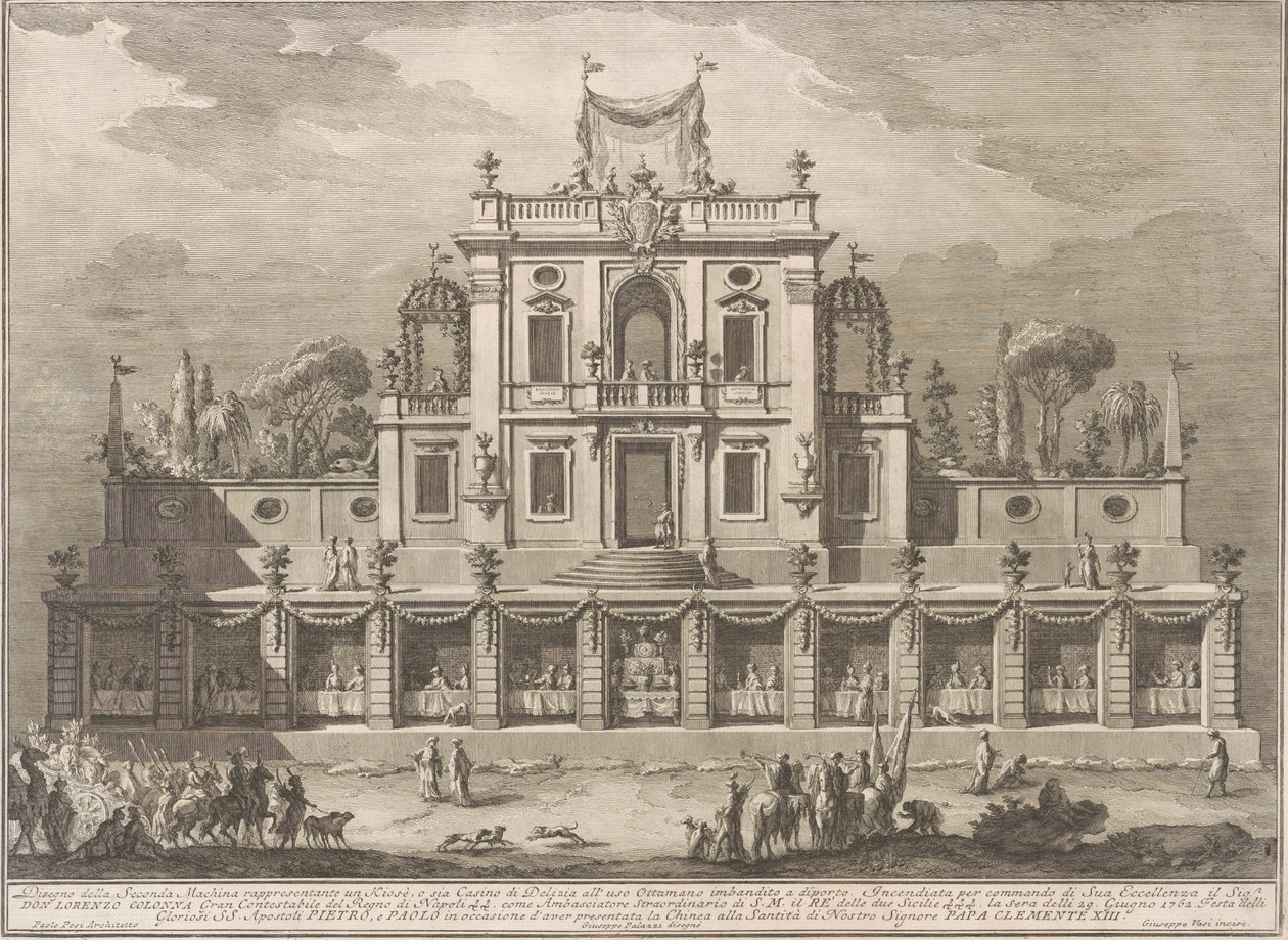Seconda Macchina for Chinea av 1762: En kiosk, eller lysthus i ottomansk stil av after Giuseppe Palazzi Giuseppe Vasi after Paolo Posi