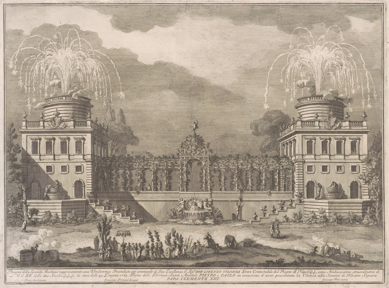 Seconda Macchina for Chinea av 1763: Druehøsten av after Giuseppe Palazzi Giuseppe Vasi after Paolo Posi