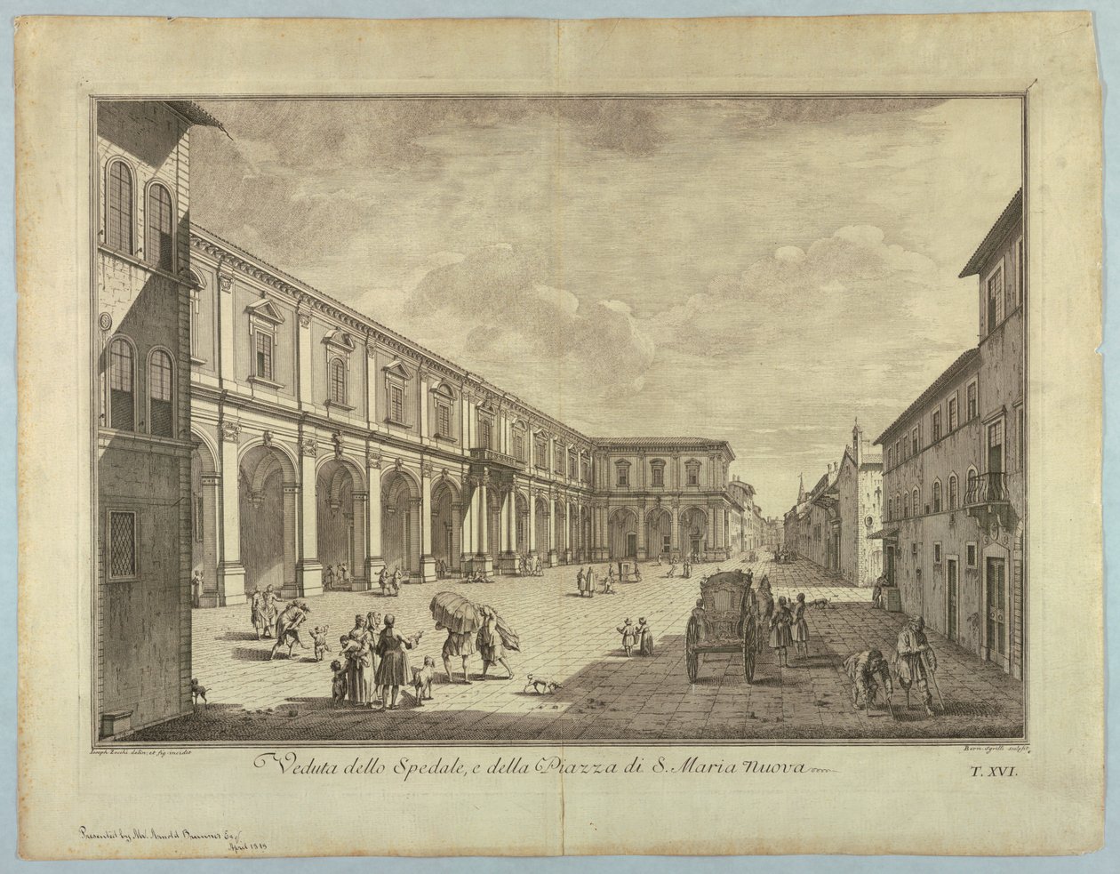 Utsikt over Firenze, tallerken fra "Scelta di XXIV Utsikt over hoveddistriktene, torgene, kirkene og palassene i byen Firenze" av after Giuseppe Zocchi