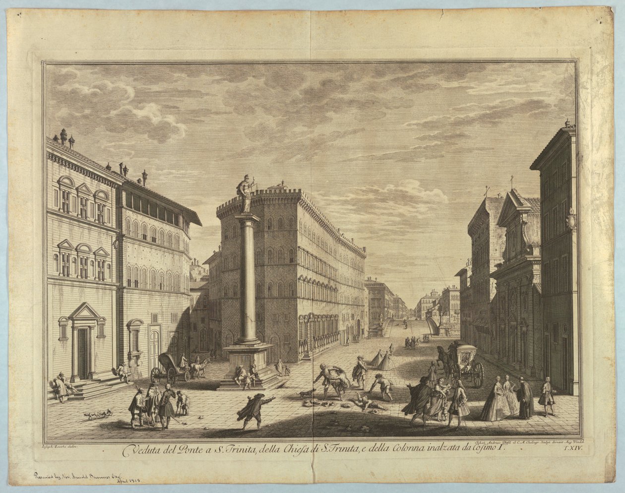 Utsikt over Firenze, tallerken fra "Scelta di XXIV Utsikt over hoveddistriktene, torgene, kirkene og palassene i byen Firenze" av after Giuseppe Zocchi