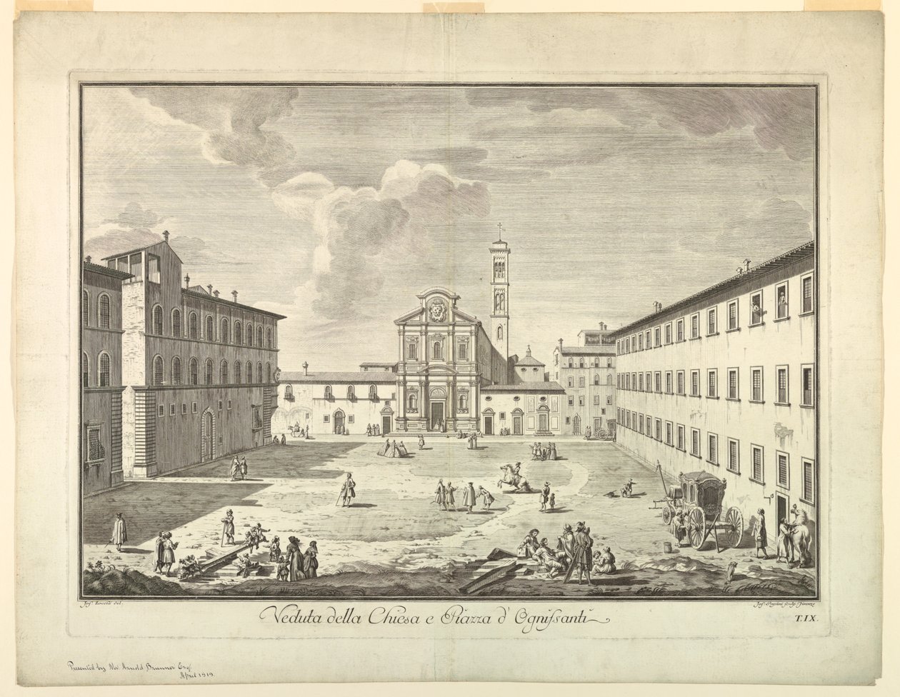 Utsikt over Firenze, tallerken fra "Scelta di XXIV Utsikt over hoveddistriktene, torgene, kirkene og palassene i byen Firenze" av after Giuseppe Zocchi