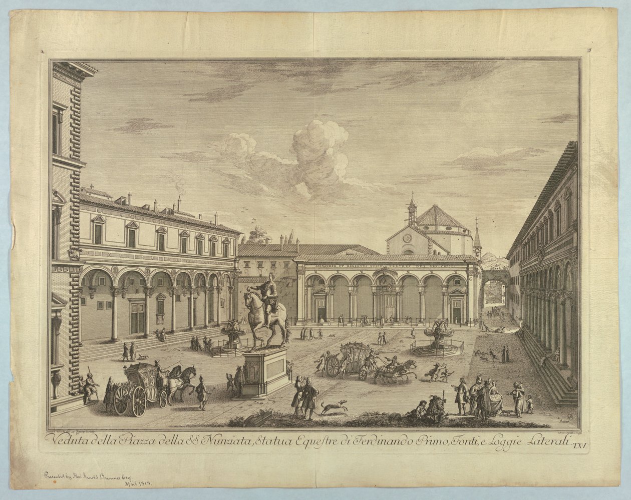 Utsikt over Firenze, tallerken fra "Choice of XXIV Utsikt over hoveddistriktene, torgene, kirkene og palassene i byen Firenze" av after Giuseppe Zocchi