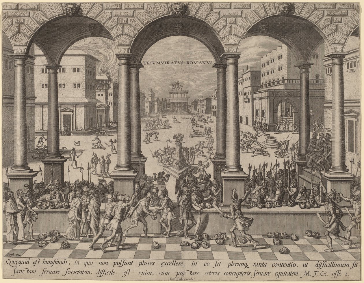 Massakren under det romerske triumviratet av after Hans Vredeman de Vries