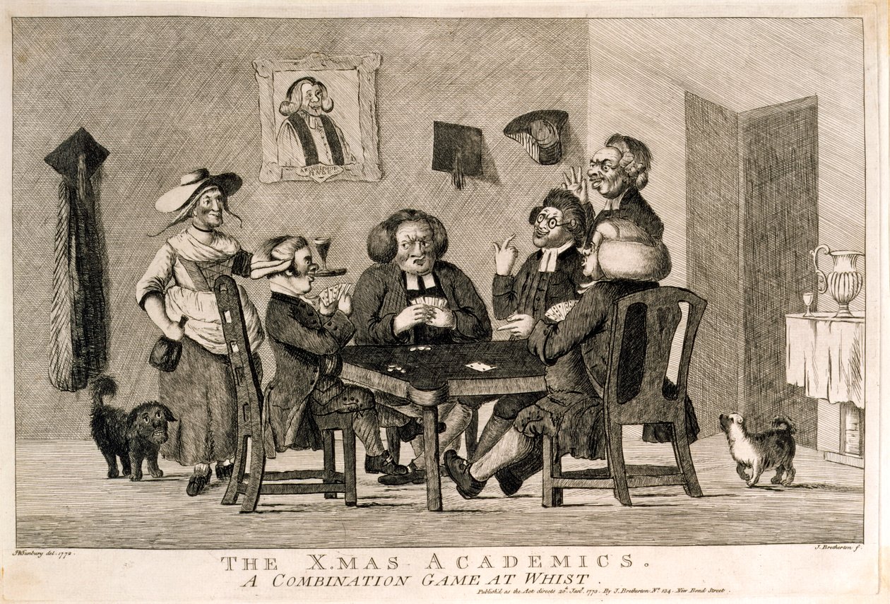 The X.mas Academics A Combination Game at Whist, 1773 av after Henry William Bunbury