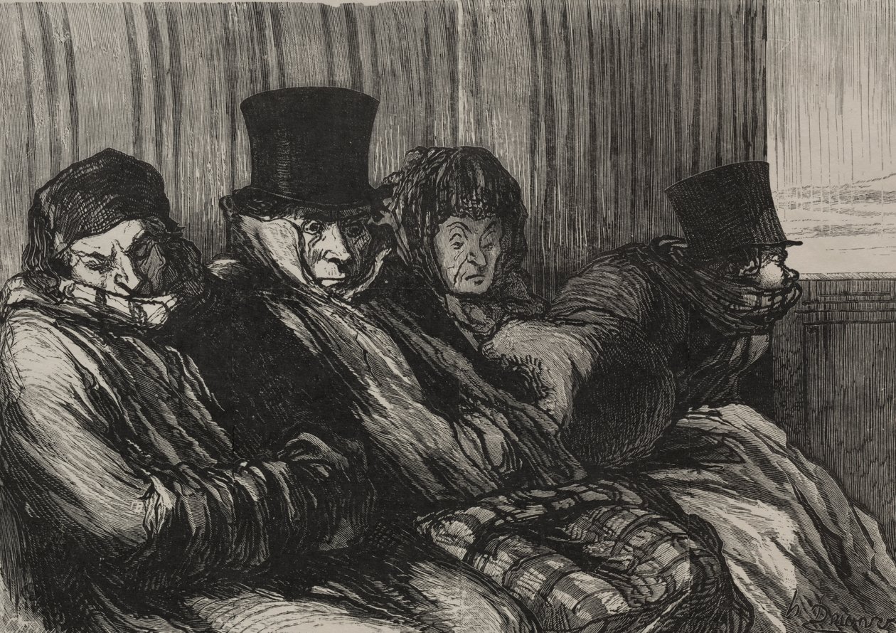 The Railroads: Pleasure Train: Ti grader av kjedsomhet og dårlig humør av after Honoré Daumier