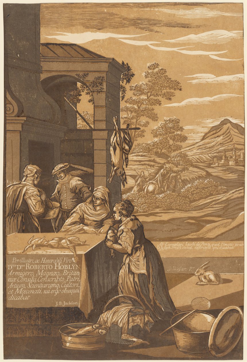 Dykk og Lasarus (venstre panel) av after Jacopo Bassano John Baptist Jackson