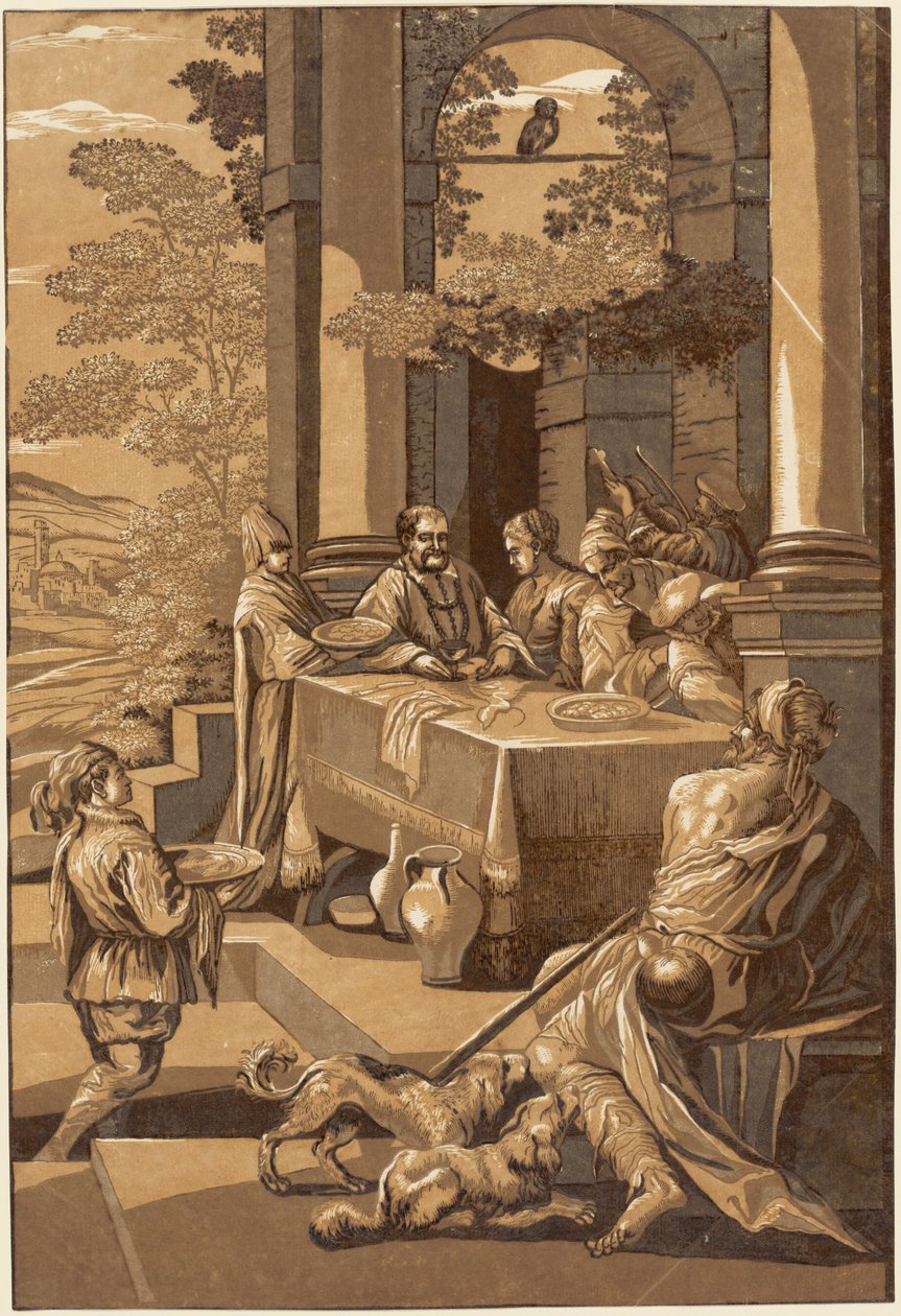 Dykk og Lasarus (høyre panel) av after Jacopo Bassano John Baptist Jackson