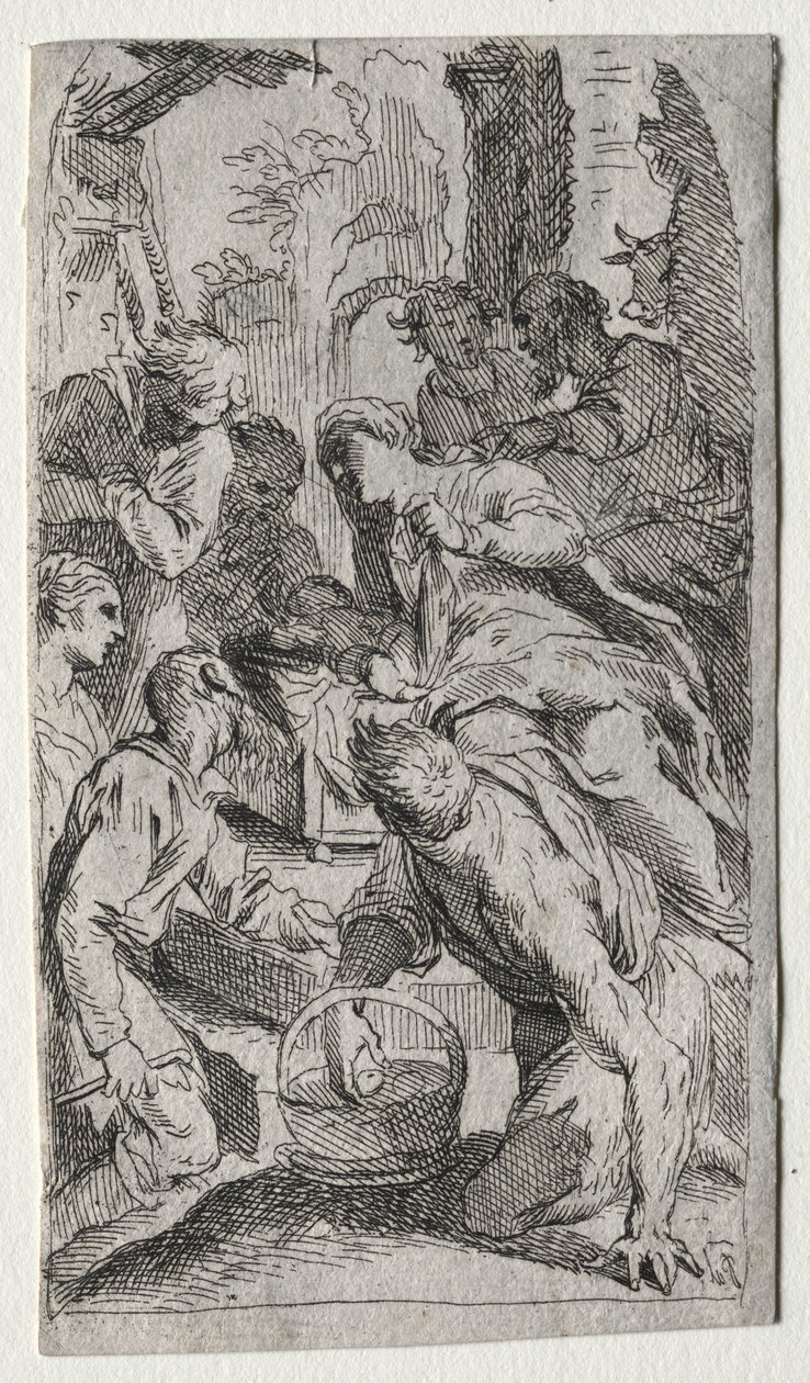 Fødselen av after Jacopo Palma il Giovane