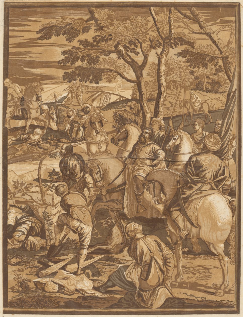 Korsfestelsen (høyre panel) av after Jacopo Tintoretto John Baptist Jackson