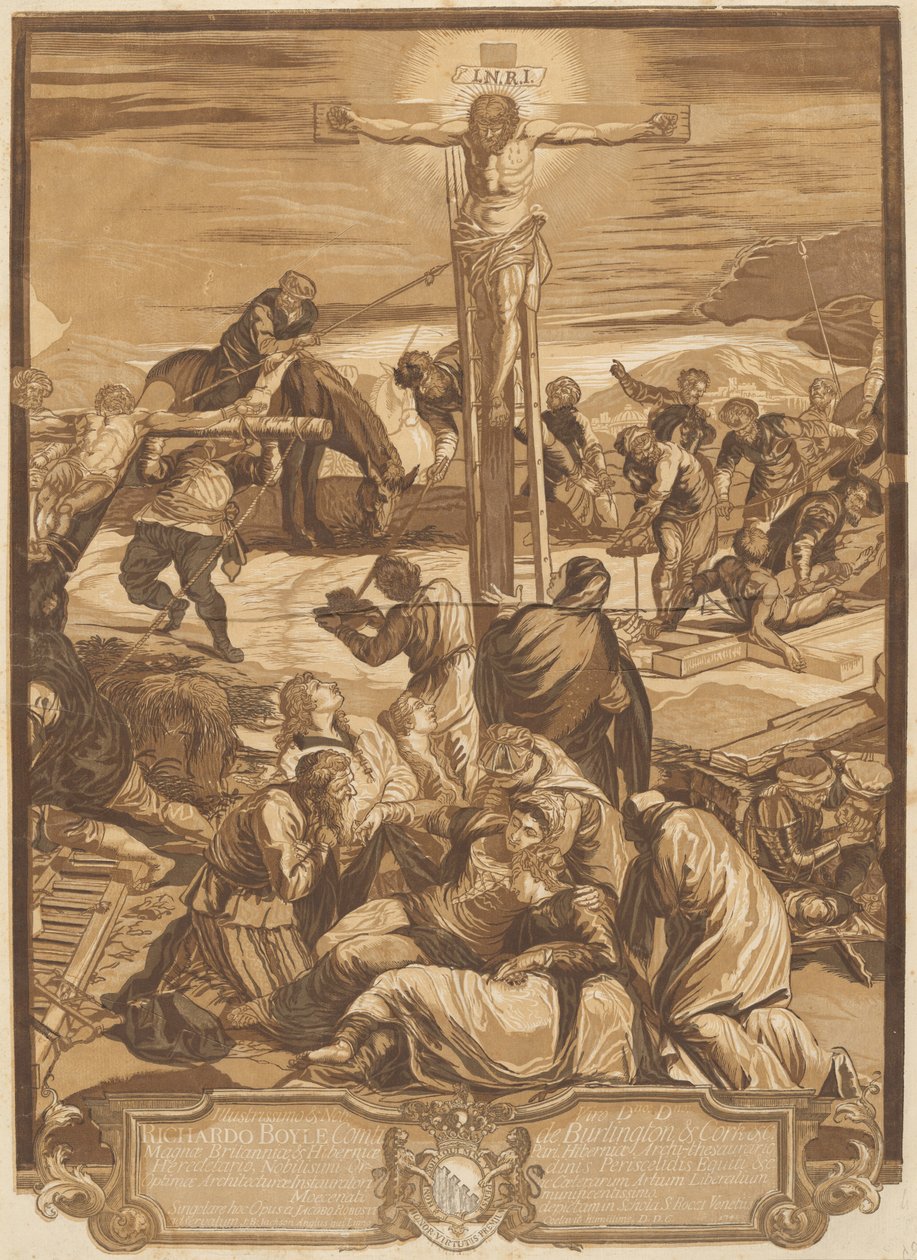 Korsfestelsen [Center Panel] av after Jacopo Tintoretto John Baptist Jackson