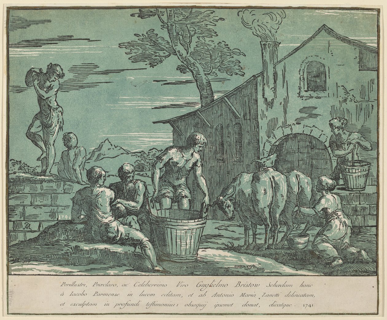 Pastoral scene av after Jacopo Zanguidi Anton Maria Zanetti I called Bertoia