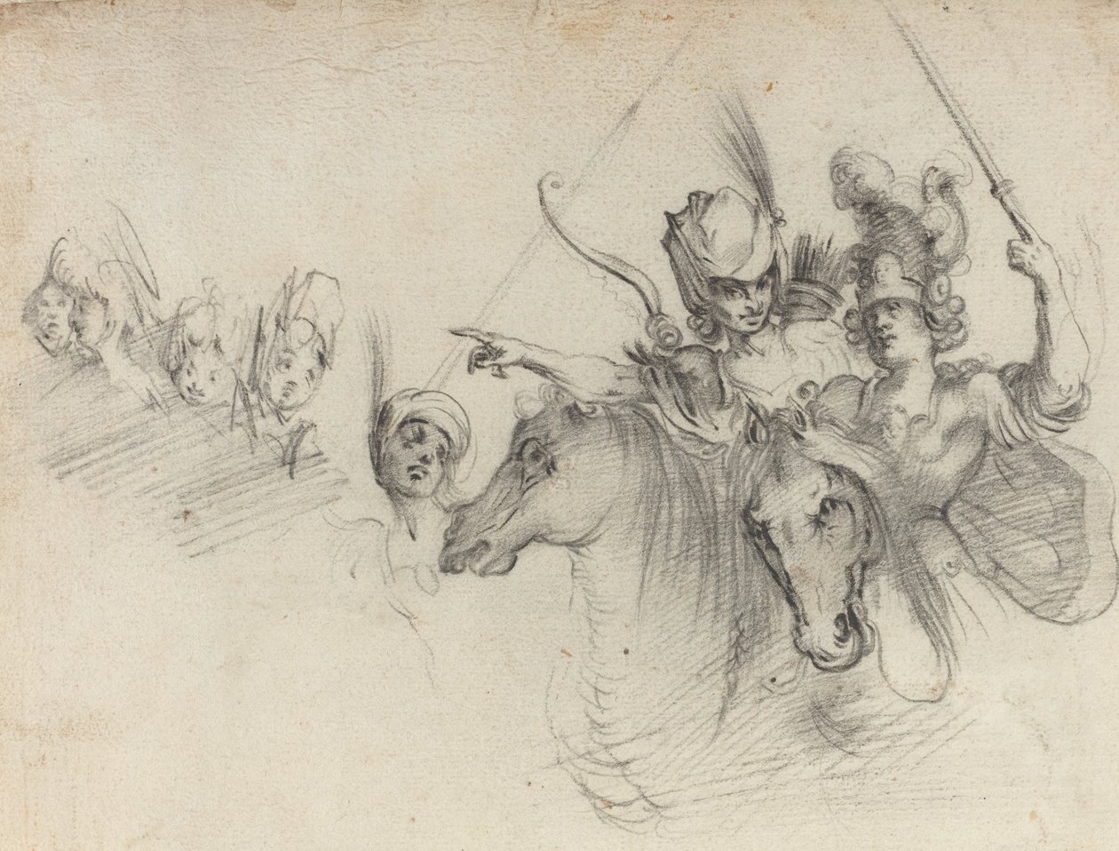 Figurer på hesteryggen [verso] av after Jacques Bellange