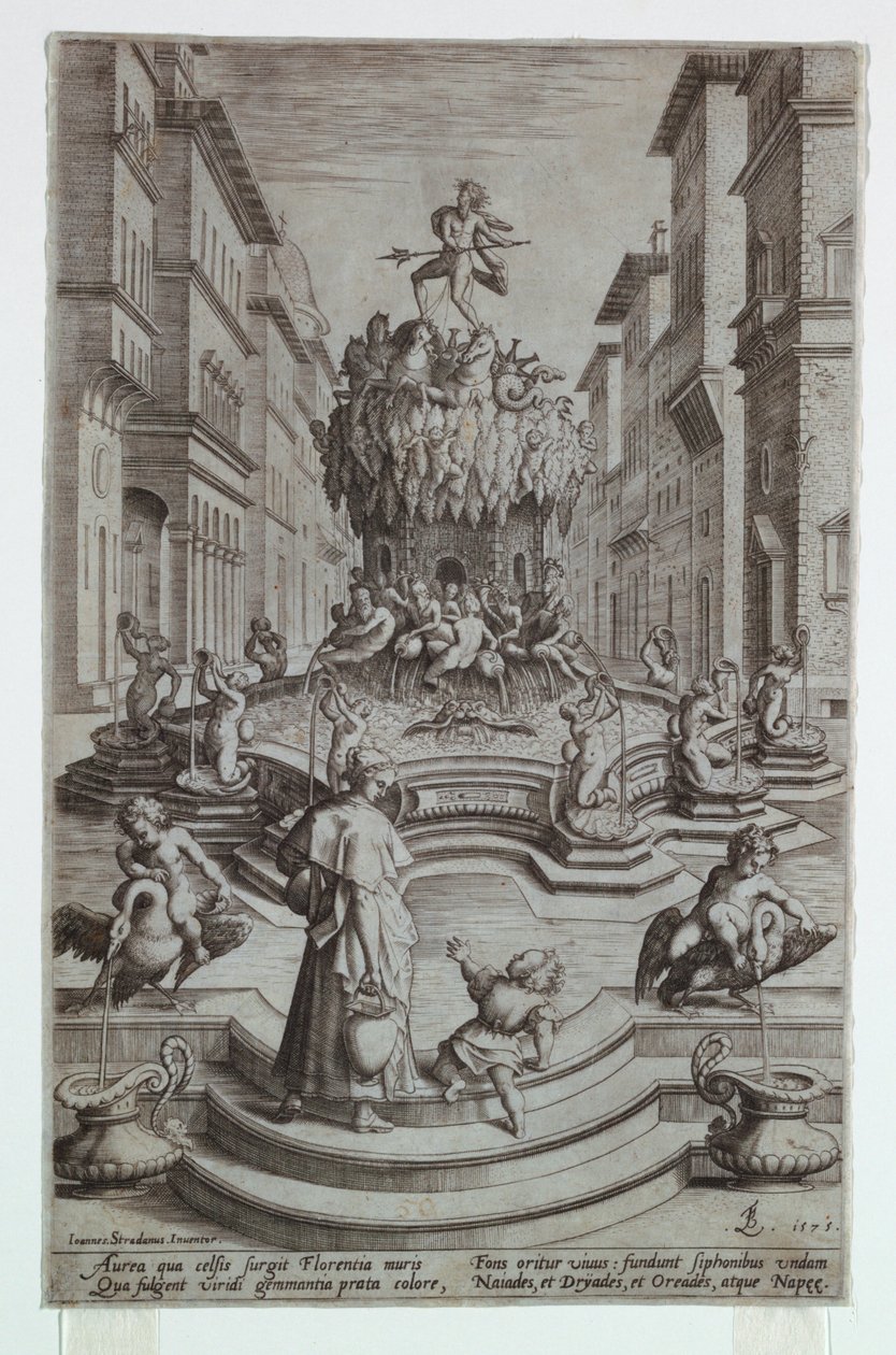 Neptunfontenen, Firenze av after Jan van der Straet, called Stradanus