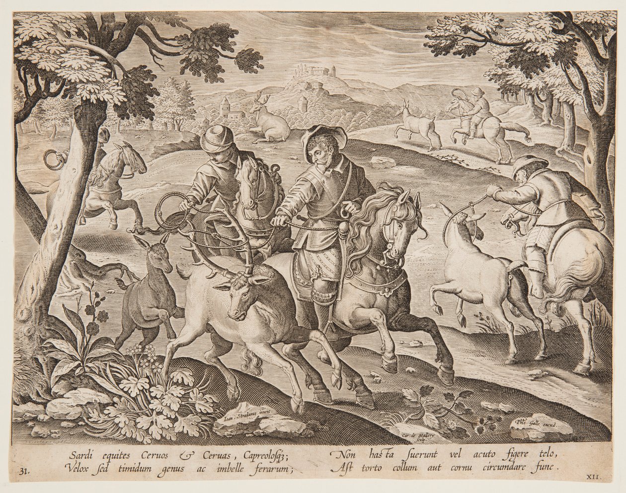 Å fange rådyr av after Jan van der Straet, called Stradanus