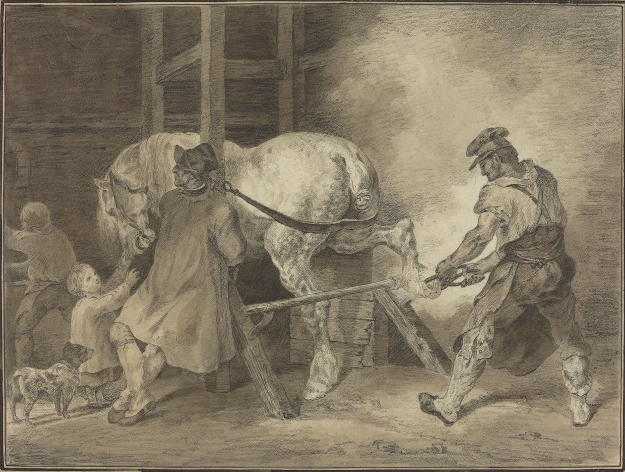 Smedbutikken av after Léon Cogniet after Théodore Gericault