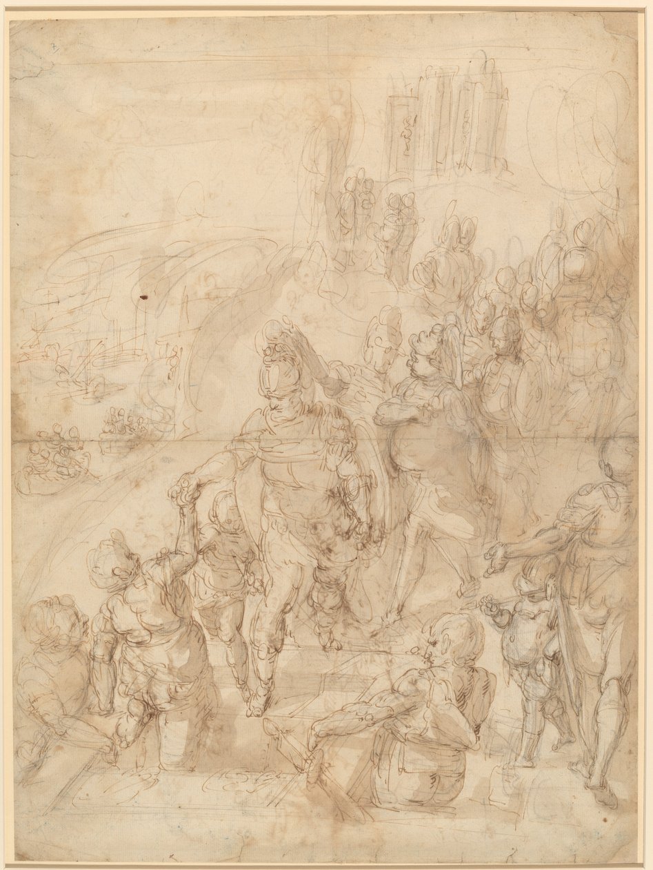 Innskipingen av Aeneas fra Ceraunian-neset av after Luca Cambiaso Giulio Benso