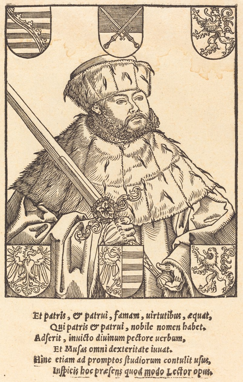 John Frederic the Magnanimous, i valgkåper [til høyre] av after Lucas Cranach the Younger