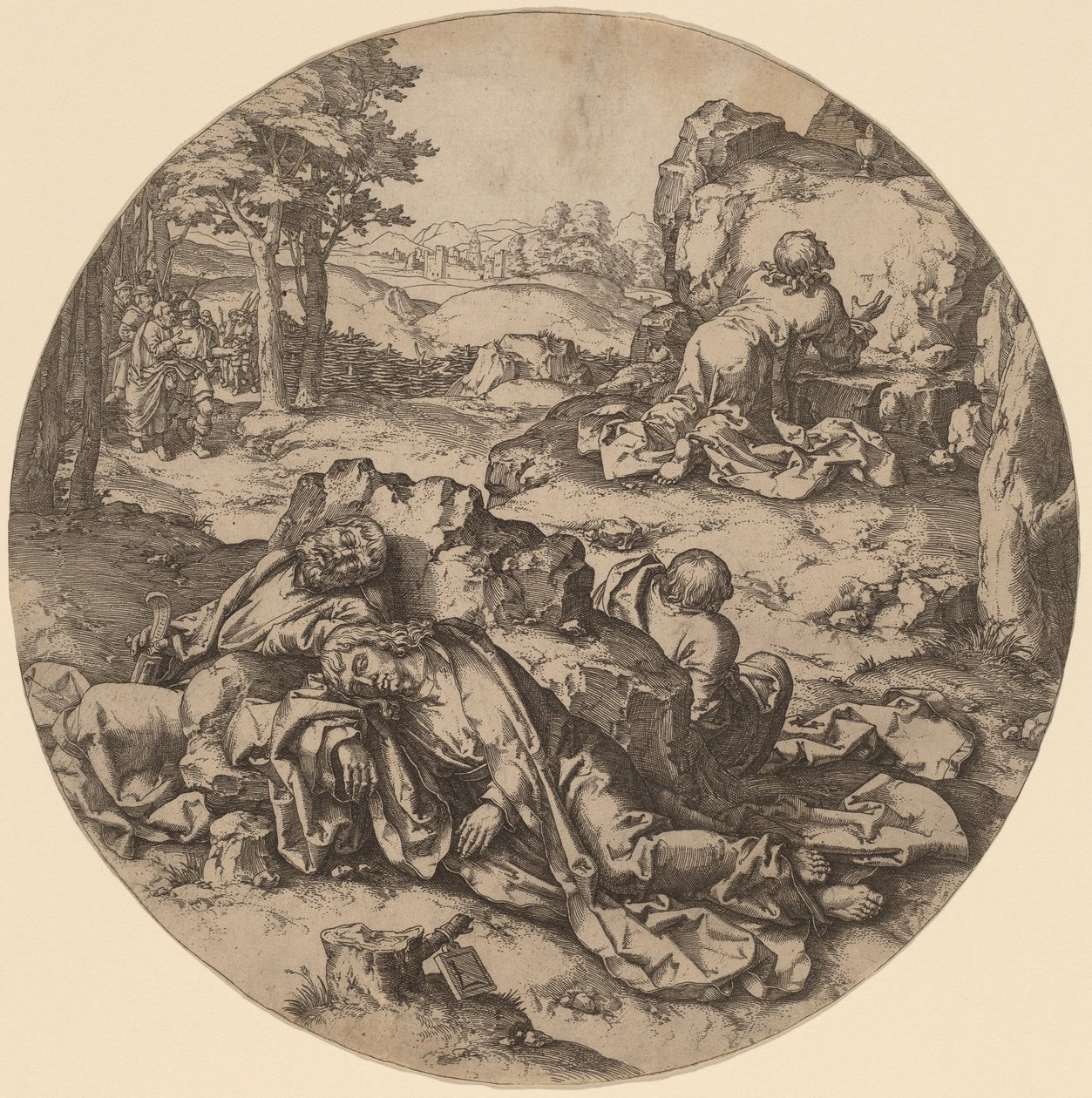 Kristus ved Oljeberget av after Lucas van Leyden
