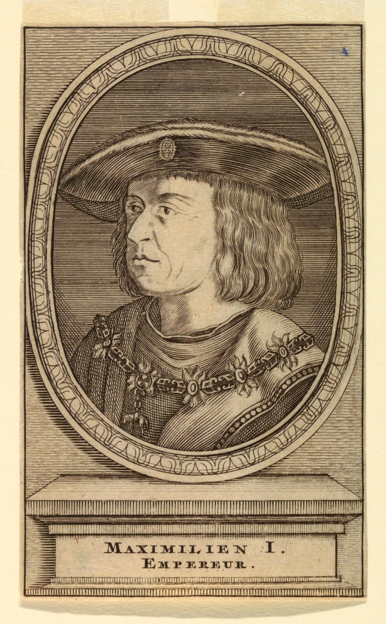Portrett av Maximilian I (1459-1519) av after Lucas van Leyden