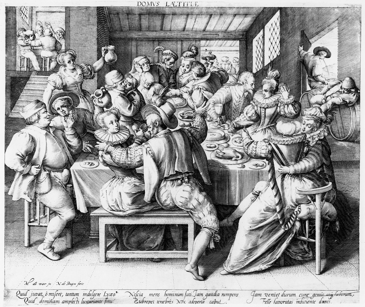 Festen, ca. 1600 (gravering av Nicolaes de Bruyn) av after Maarten de Vos