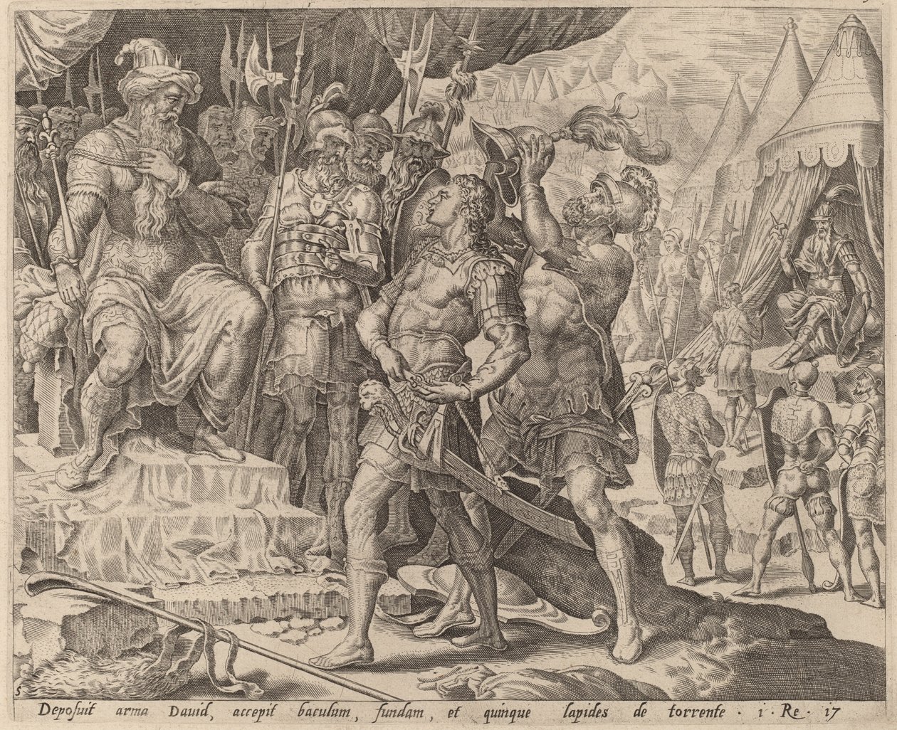 David bevæpnet før Saul av after Maerten van Heemskerck