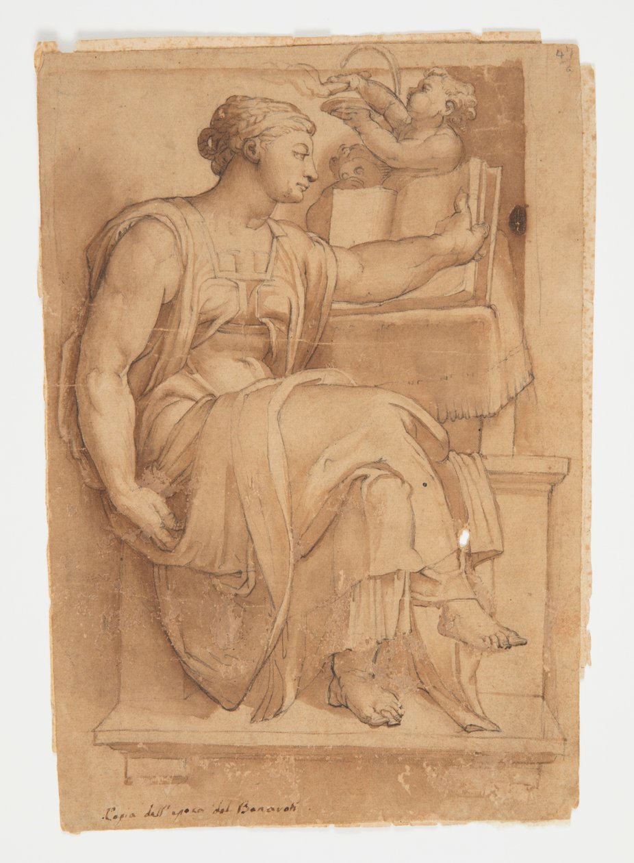 Erythean Sibyl fra taket i det sixtinske kapell, etter Michelangelo av after Michelangelo Buonarroti
