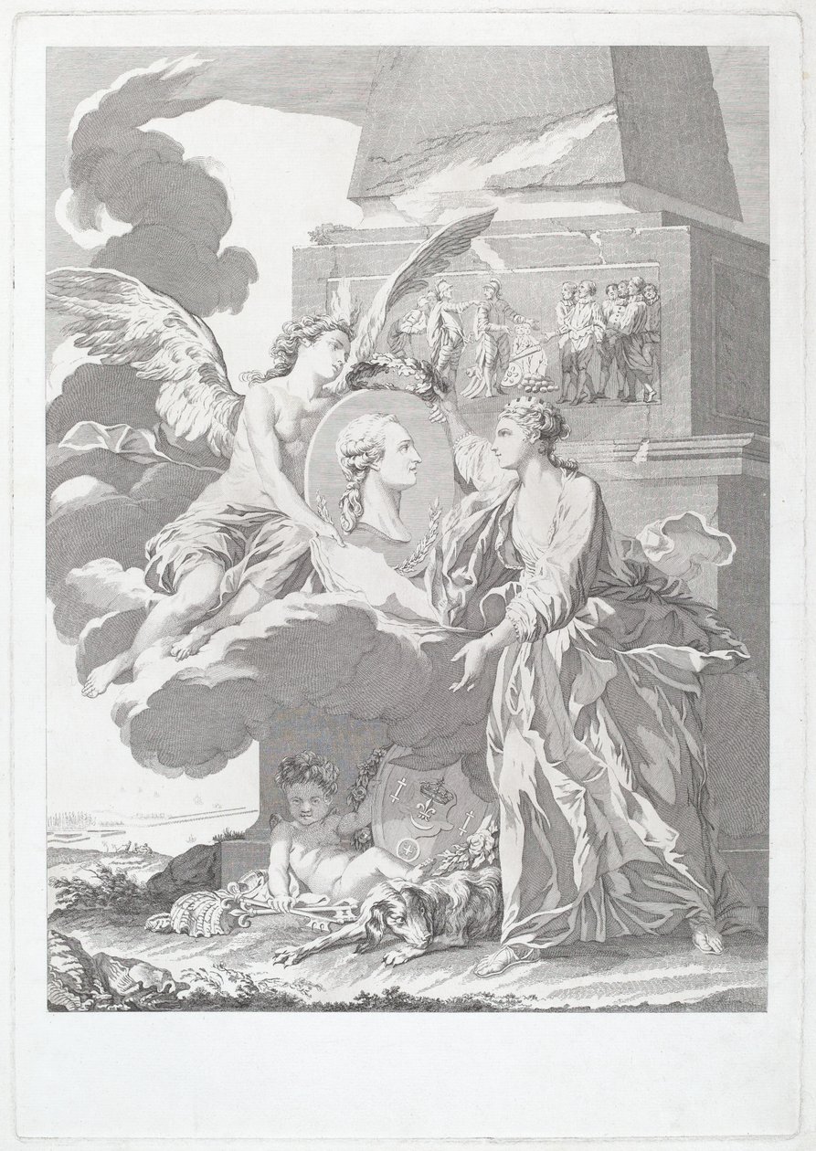 Allegorisk portrett av Pierre Buirette de Belloy av after Nicolas René Jollain Louis Simon Lempereur