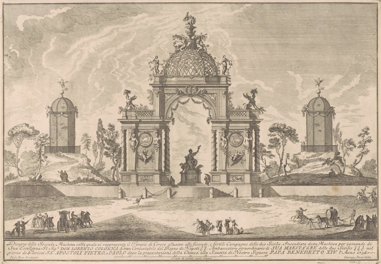 Seconda Macchina for Chinea fra 1756: Ceres-tempelet av after Paolo Posi Giuseppe Pozzi