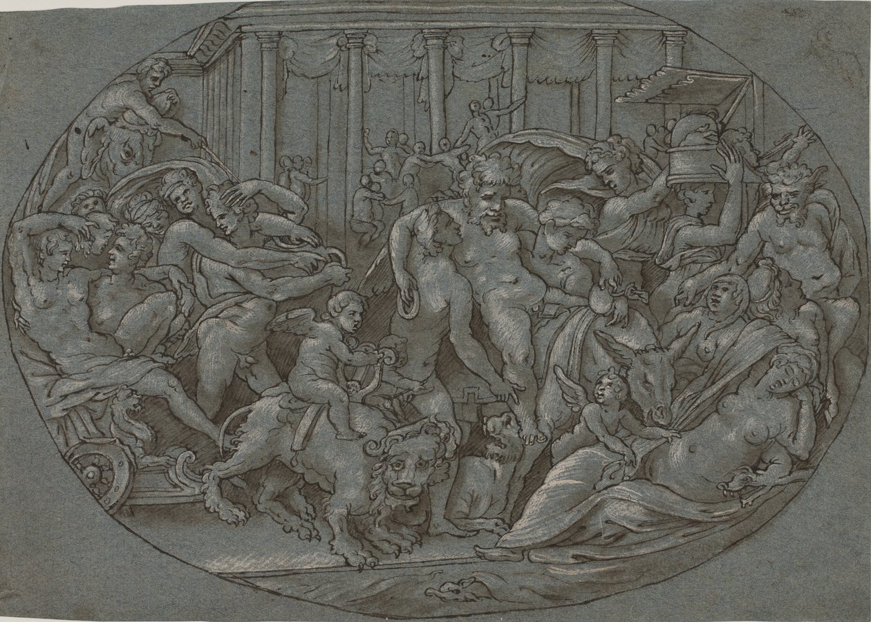 Triumf av Bacchus av after Perino del Vaga