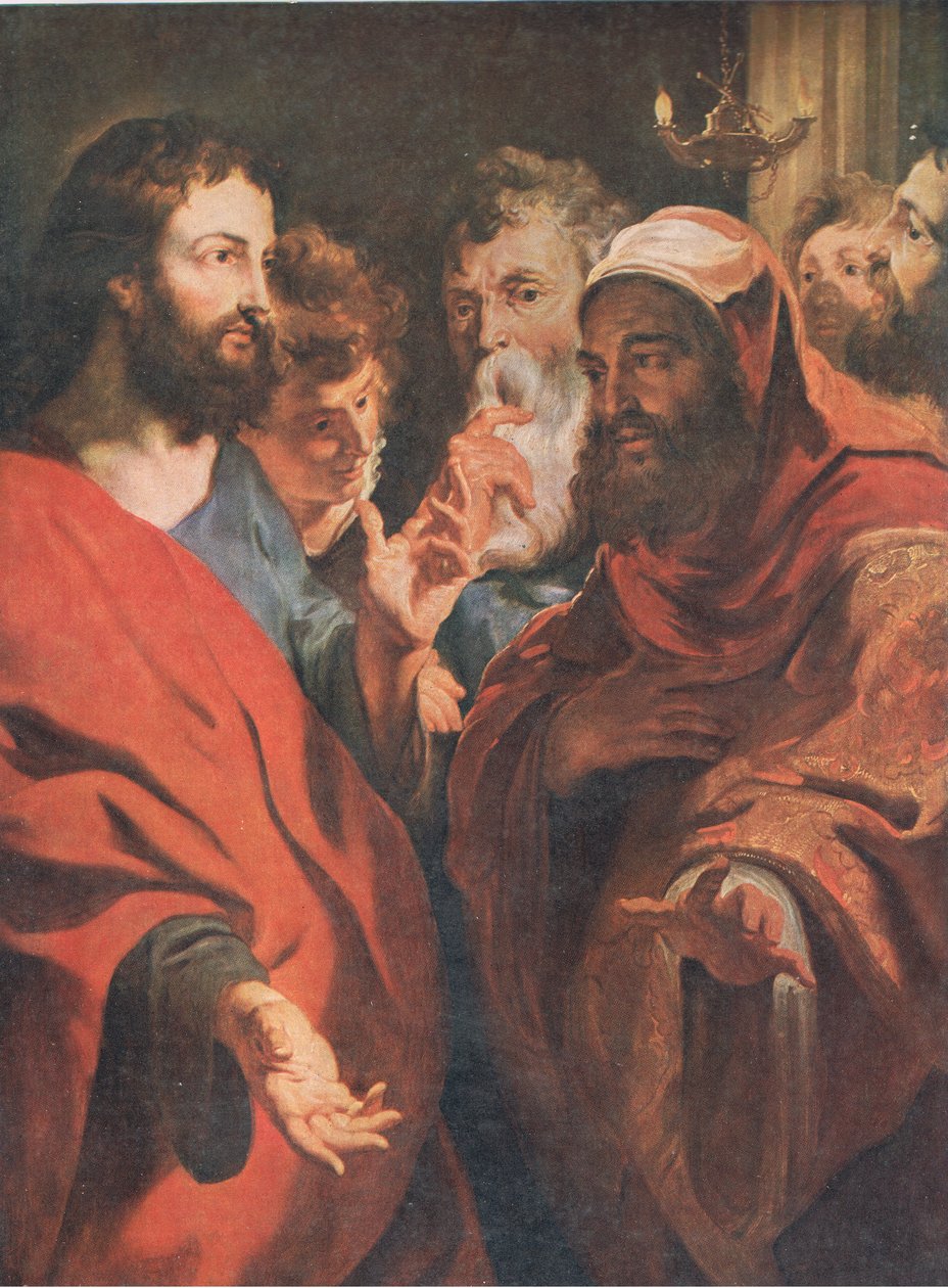 Jesus instruerer Nikodemus, Bibbys Annual, 1916-17 av after Peter Paul Rubens