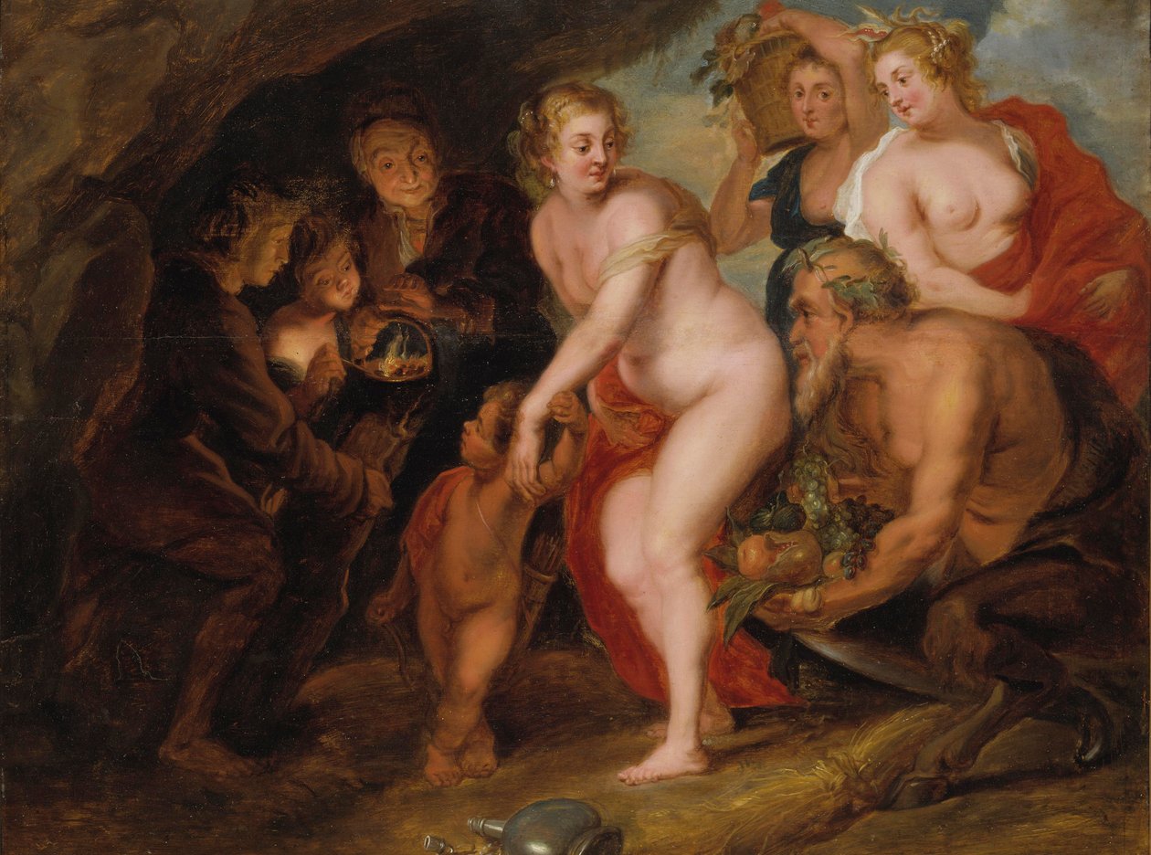 Uten Ceres og Bacchus ville Venus fryse, ca. 1650 (olje på eik) av after Peter Paul Rubens