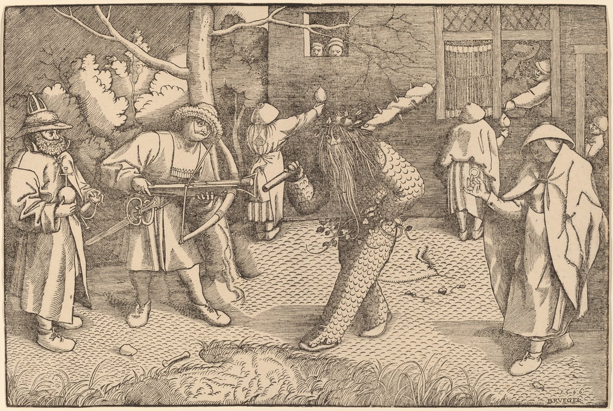 Maskeraden til Ourson og Valentin av after Pieter Bruegel the Elder