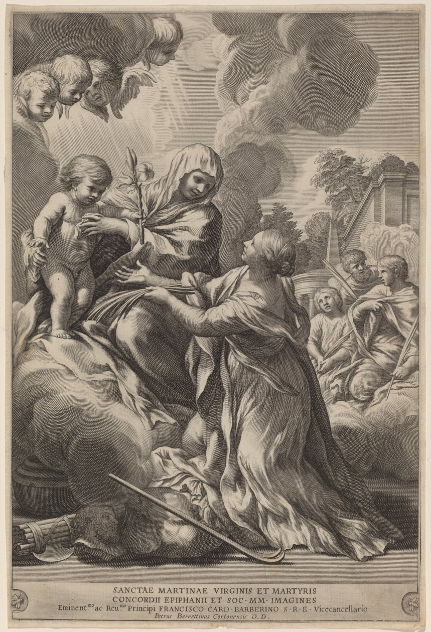 Jomfru og barn med martyrer av after Pietro da Cortona