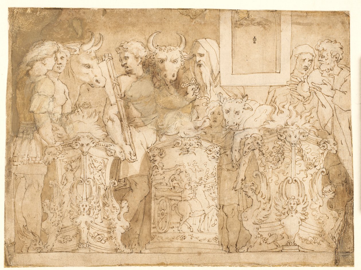 Antikk offer av after Polidoro da Caravaggio