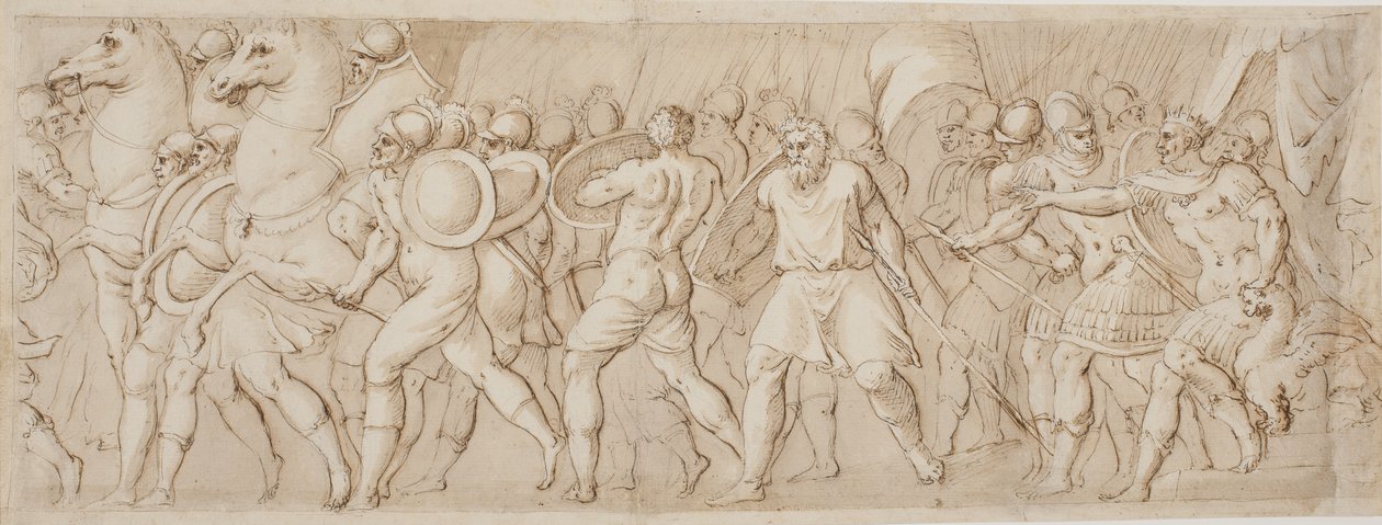 Voldtekt av sabinskvinnene, høyre halvdel av after Polidoro da Caravaggio