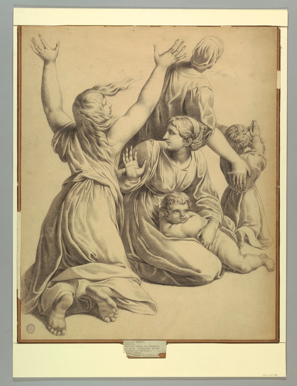 Gruppe med figurer fra Raphaels Incendio del Borgo av after Raphael