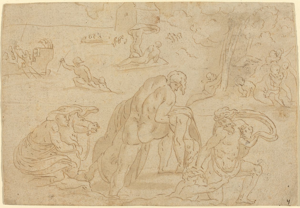 Syndfloden, fra Vatikanets Loggia av after Raphael