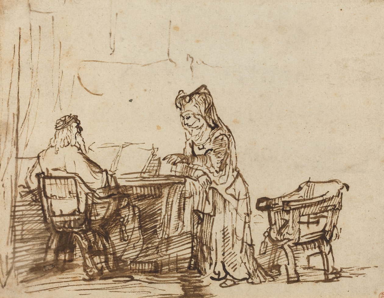 Hannah avviser profeten Elis bebreidelser av after Rembrandt van Rijn
