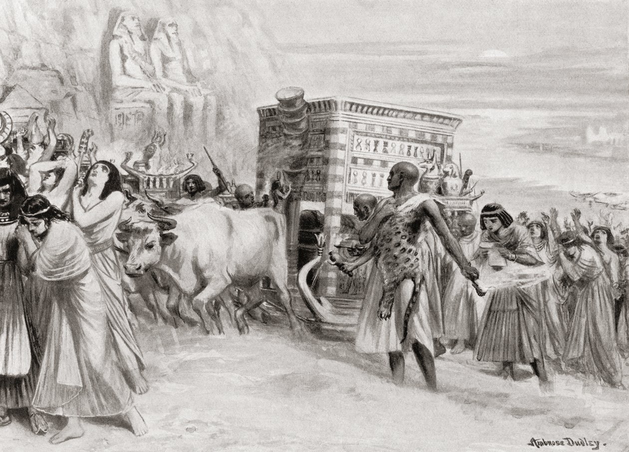 En begravelsesprosesjon under XIA-dynastiet, det gamle Egypt, fra Hutchinson