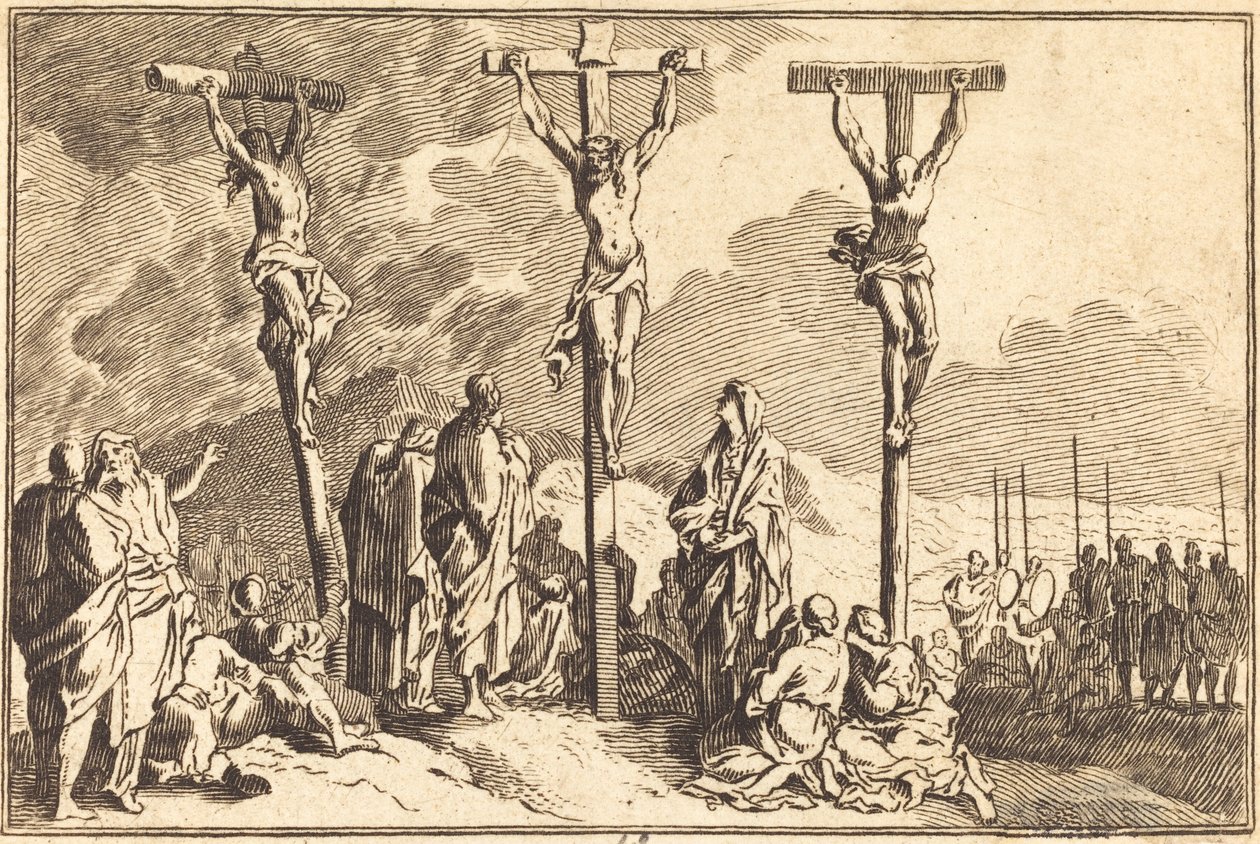 Jomfruen, Johannes og Maria Magdalena ved foten av korset av after Sébastien Le Clerc I