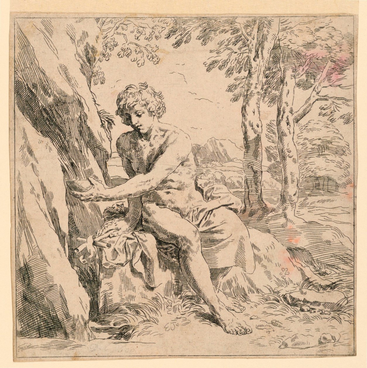 Sankt Johannes i villmarken av after Simone Cantarini