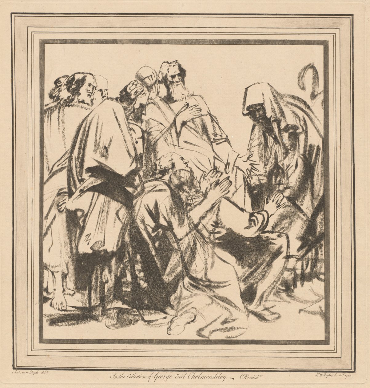 Jakob overtalte til å sende Benjamin med sine brødre til Egypt av after Sir Anthony van Dyck William Wynne Ryland