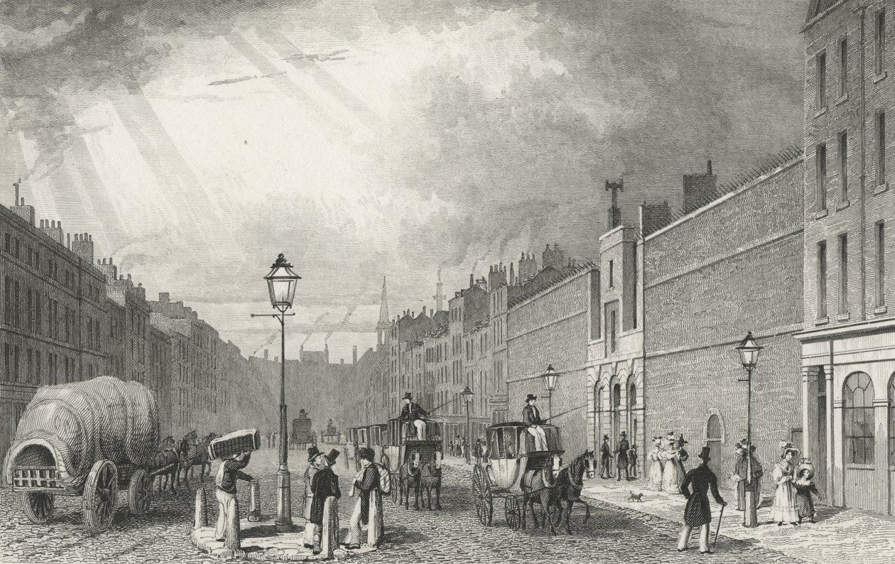 Farringdon Street og Fleet Prison, 1830 av Thomas Hosmer after Shepherd
